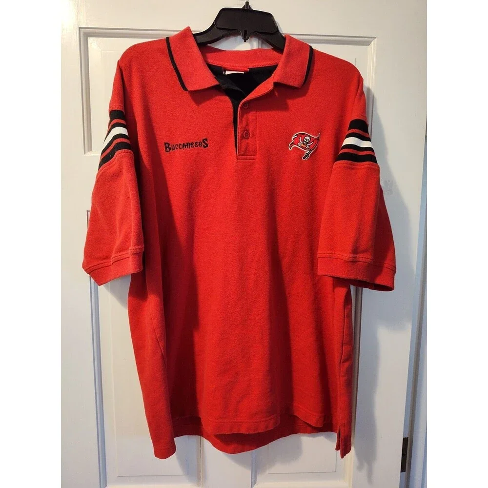Vintage Tampa Bay Buccaneeers Polo Shirt Adult XLarge Red Black White NFL - Picture 5 of 16